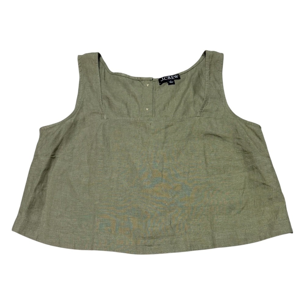 J. CREW Squareneck Button Back Top Linen Dusty Fatigue Green CK494 Women S